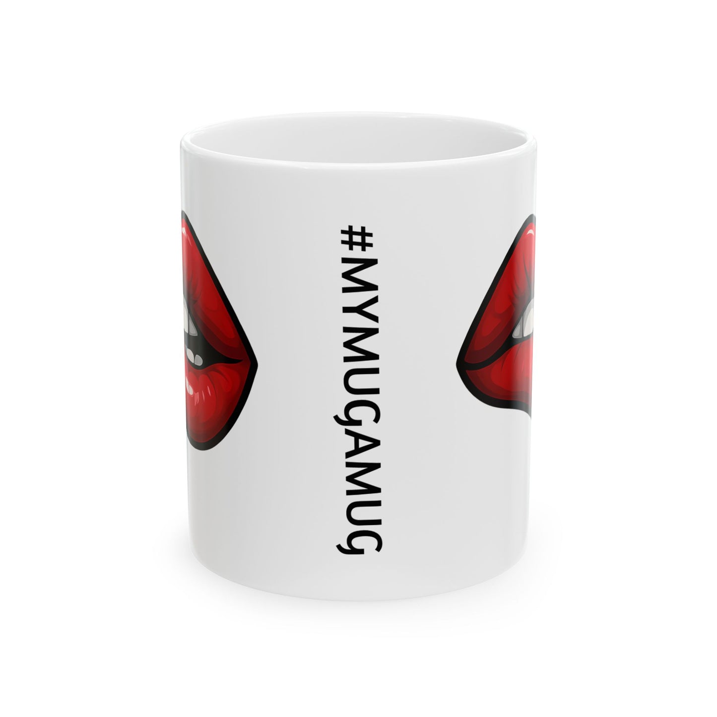 Lip Bite Coffee Mug – Quirky Coffee Cup, Selfie Prop, Unique Gift (11oz & 15oz)