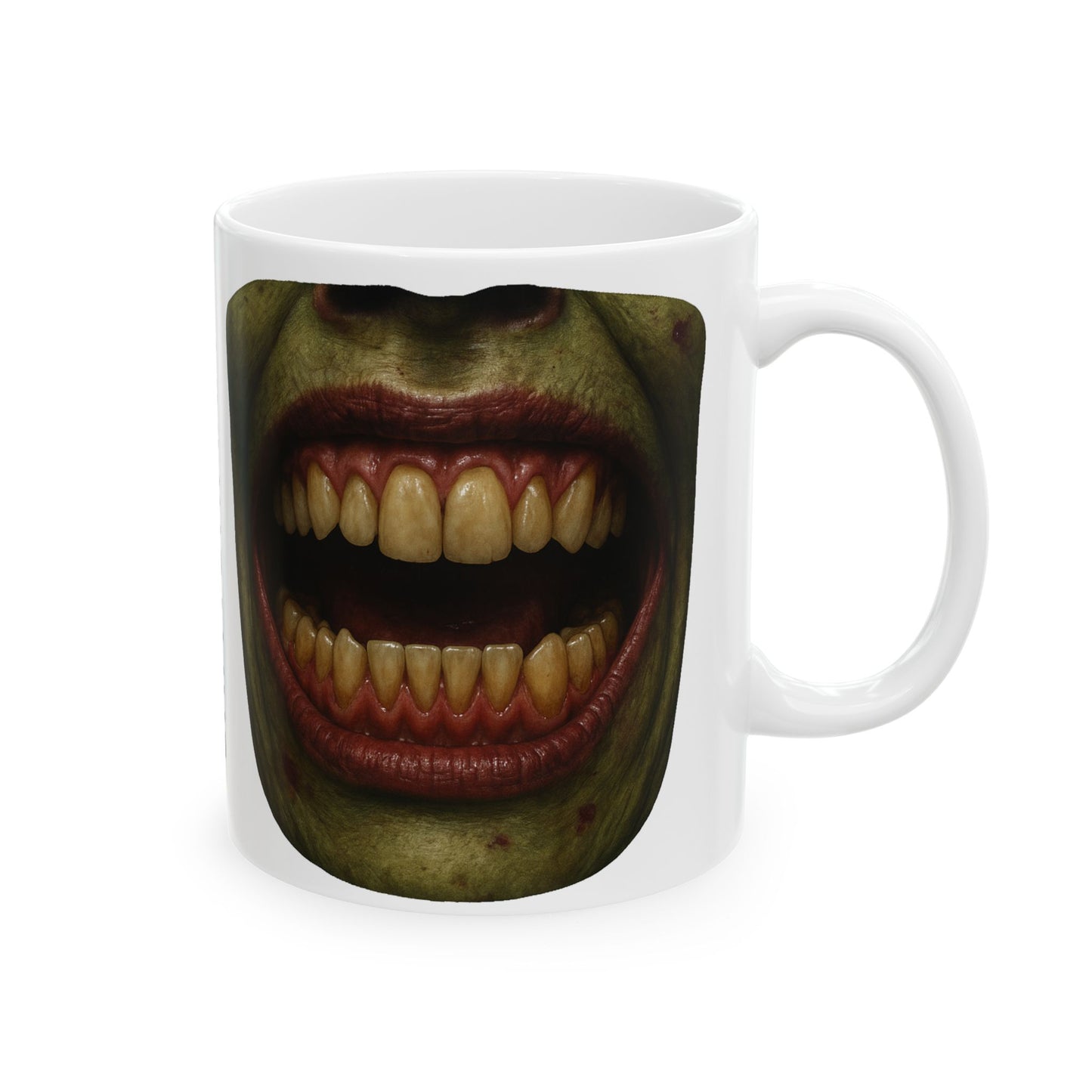 Decaying Zombie Coffee Mug – Quirky Coffee Cup, Selfie Prop, Halloween, Unique Gift (11oz & 15oz)