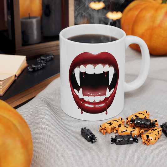 Vampire Coffee Mug – Quirky Coffee Cup, Selfie Prop, Halloween, Unique Gift (11oz & 15oz)
