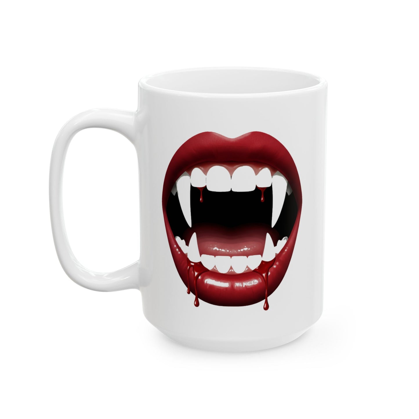 Vampire Coffee Mug – Quirky Coffee Cup, Selfie Prop, Halloween, Unique Gift (11oz & 15oz)