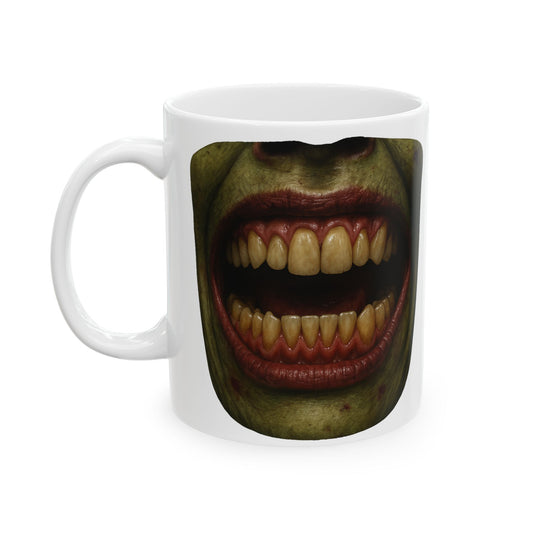 Decaying Zombie Coffee Mug – Quirky Coffee Cup, Selfie Prop, Halloween, Unique Gift (11oz & 15oz)