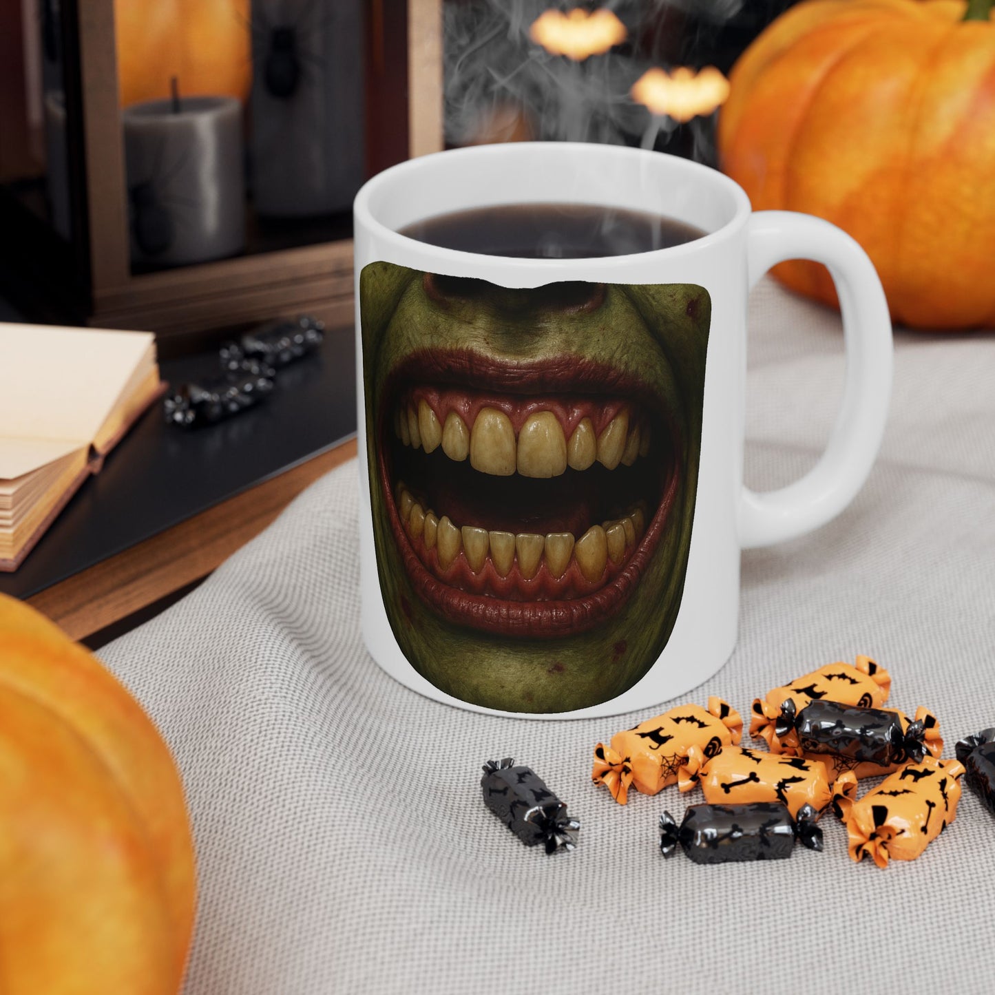 Decaying Zombie Coffee Mug – Quirky Coffee Cup, Selfie Prop, Halloween, Unique Gift (11oz & 15oz)