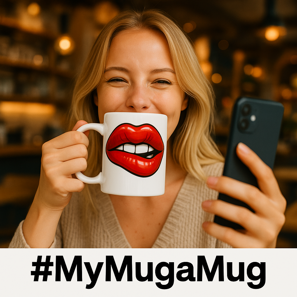 Lip Bite Coffee Mug – Quirky Coffee Cup, Selfie Prop, Unique Gift (11oz & 15oz)