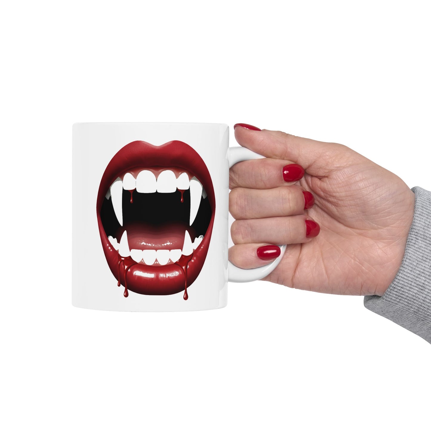 Vampire Coffee Mug – Quirky Coffee Cup, Selfie Prop, Halloween, Unique Gift (11oz & 15oz)